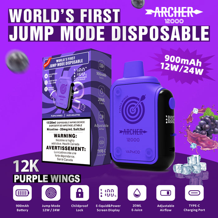 VAPMOD Archer 12000 - Purple Wings